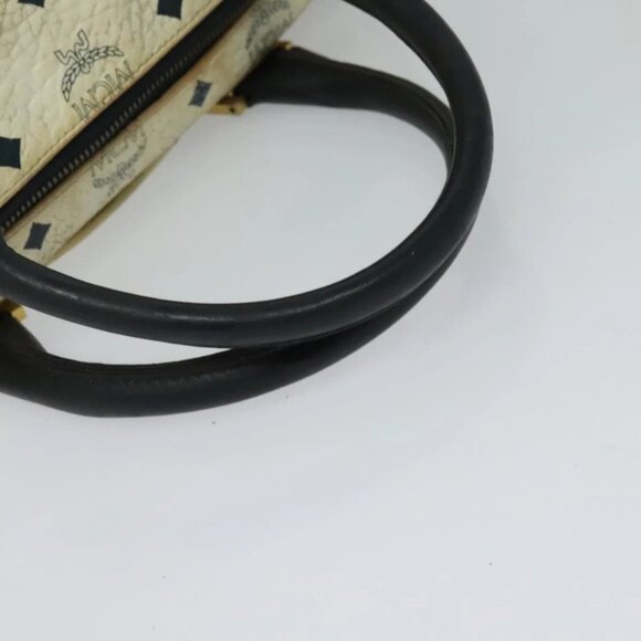 MCM Logogram Vicetos Hand Bag PVC Leather 2way White Gold Auth BA2592 - Picture 8 of 16